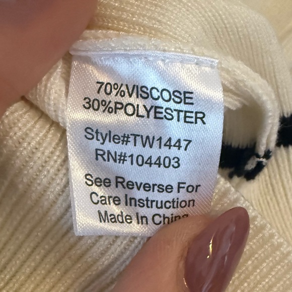 Workshop Republic Clothing Ivory Knit Top with Ebony Accents - Picture 3 of 3